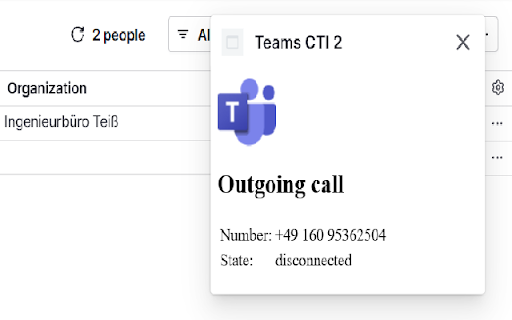 Pipedrive Teams CTI screenshot