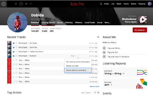 Last.FM Unscrobbler screenshot