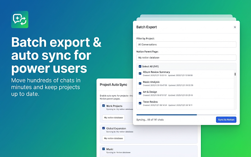 GPT2Notes – Export & Backup ChatGPT to Notion (Batch & Auto Sync) screenshot