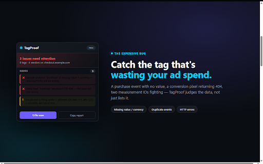 TagProof — Analytics & Pixel QA Inspector screenshot