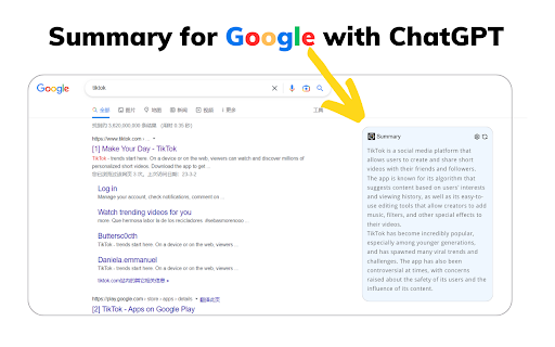 Summary with ChatGPT for Google and YouTube screenshot