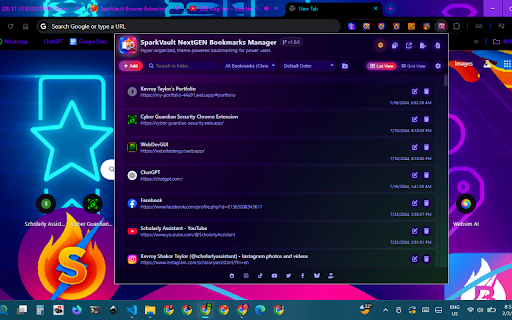 SparkVault NextGEN Bookmarks Manager screenshot