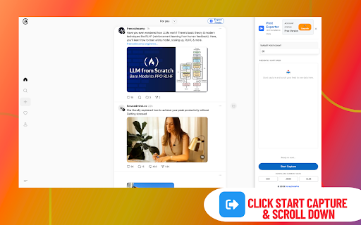 Posts Scraper: Export posts from X, FB, Threads, Bluesky screenshot