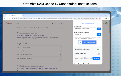 Tab Suspender – Free Up RAM & Boost Browser Speed screenshot
