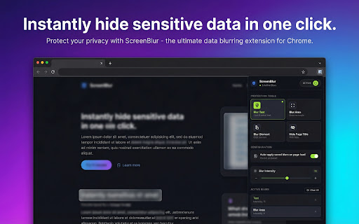ScreenBlur: Hide Sensitive Data & Blur Text on Page screenshot