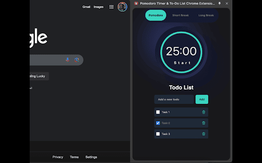 Pomodoro Timer & To-Do List Chrome Extension – Boost Focus & Productivity screenshot