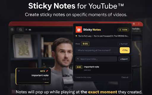 YouTube Sticky Notes screenshot
