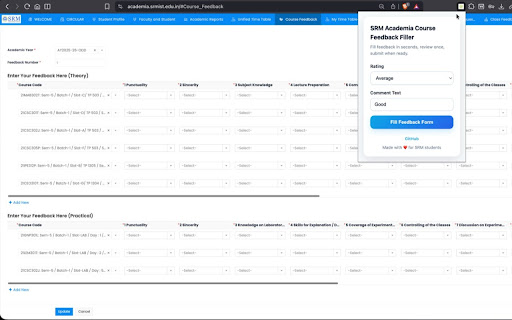 SRM Academia Course Feedback Filler screenshot