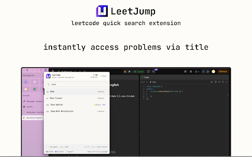 LeetJump - Leetcode quick search extension screenshot