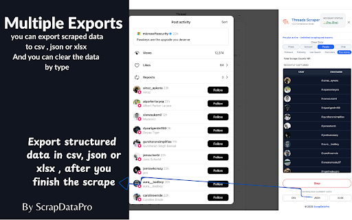 Threads Scraper: Export threads , comments , followers and more screenshot