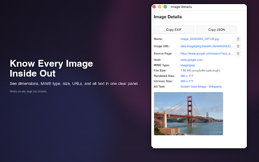 Image Info Viewer for Chrome screenshot