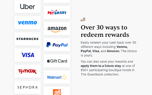 The Guestbook Extension: Cash Back on Hotels screenshot