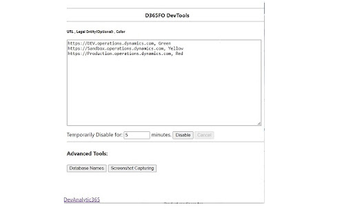 DevTools for D365F&O screenshot