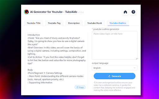 Free AI Tag Generator for Youtube - TubeAide screenshot