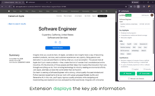 LetMeApply: AI Assistant on Every Job Page screenshot