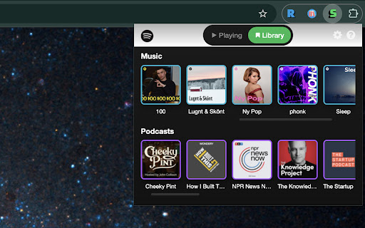 Spotify on Chrome: A mini Spotify player screenshot