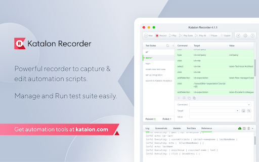 Katalon Recorder (Selenium tests generator) screenshot