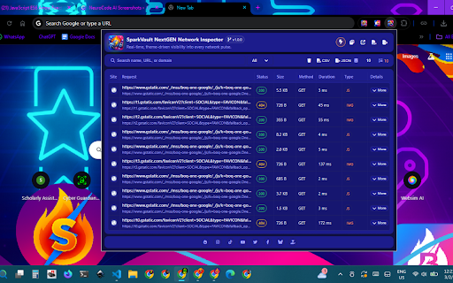 SparkVault NextGEN Network Inspector screenshot