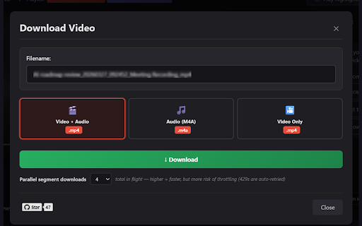 MS Teams Video & Transcript Downloader screenshot