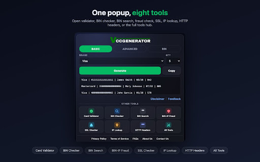 VCCGenerator - Credit Card Generator & Other Tools screenshot