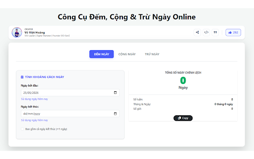 Công Cụ Đếm Ngày & Tính Ngày - Võ Việt Hoàng SEO screenshot