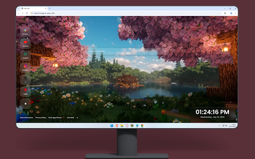 Cherry Blossom Lake House Minecraft Live Wallpaper screenshot