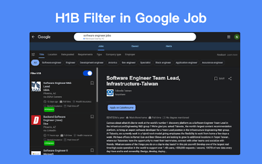 H1B Sponsor Checker, Job Search - LinkedRadar screenshot