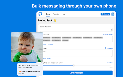 Send bulk SMS using Send Blaster Pro screenshot
