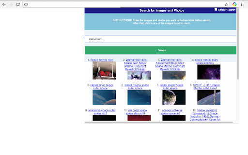 Images, icons & photos with ChatGPT screenshot