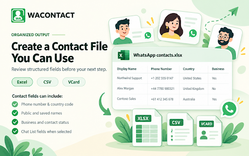 WAContact: WA Contact Extractor - Export WhatsApp Contacts to Excel/CSV/VCF screenshot