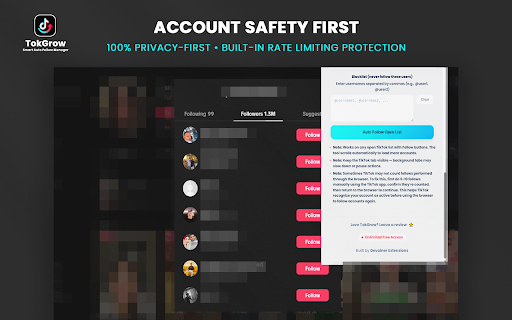 TokGrow for Tiktok - Smart Auto Follow Manager screenshot