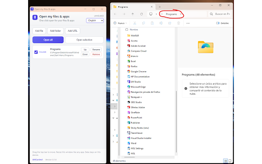 Open my files & apps screenshot