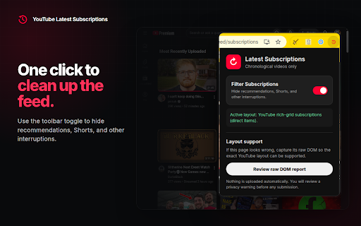 YouTube Latest Subscriptions screenshot