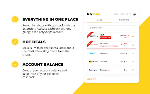 Cashback service LetyShops screenshot