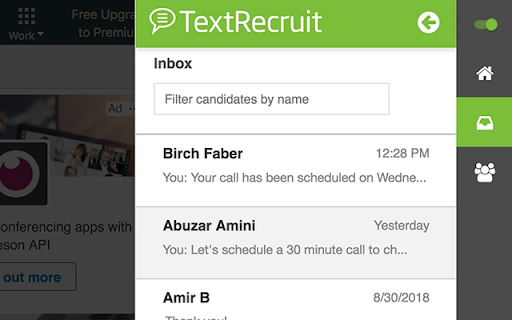 TextRecruit Extension screenshot