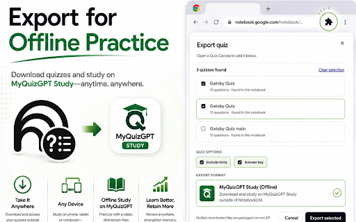 NotebookLM Quiz Exporter for Gemini Notebook screenshot