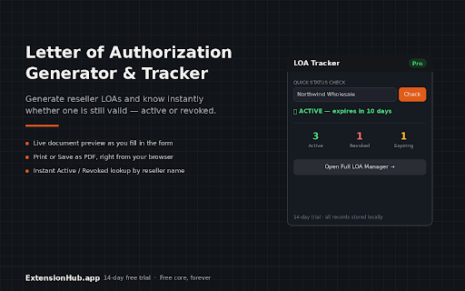 Letter of Authorization Generator & Revocation Tracker screenshot