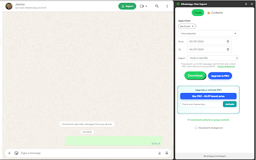 WA Chat Export screenshot