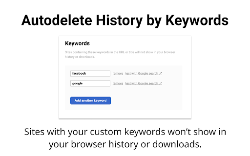 Autodelete History by Keywords or URL screenshot