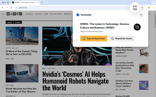 Inoreader: Read-later and RSS extension screenshot