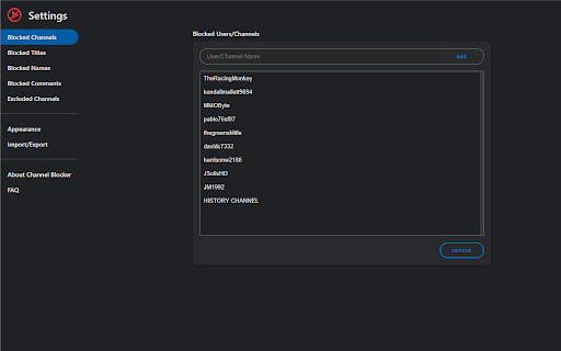 Channel Blocker screenshot