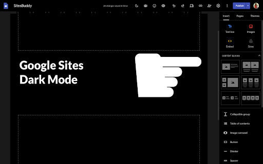 Google Sites Dark & Light Mode Themes by SitesBuddy screenshot