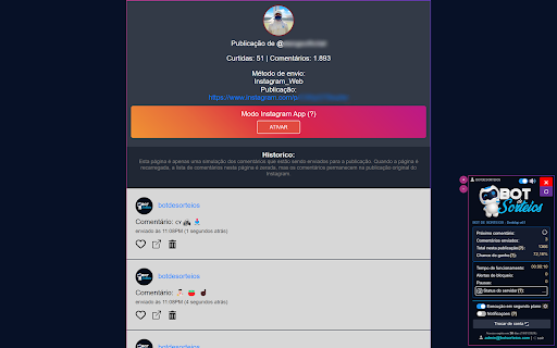 Robô de Comentários - Bot de Sorteios screenshot
