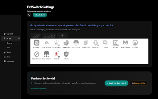 ExtSwitch: Extension Manager & Group Switcher screenshot