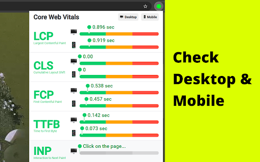 Core Web Vitals Test screenshot