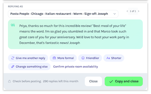 Replylight - Reply to reviews just by highlighting them (AI) screenshot