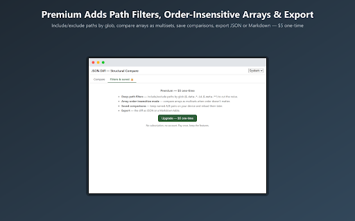 JSON Diff: Structural JSON Compare Tool screenshot