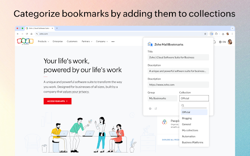 Zoho Mail Bookmarks screenshot