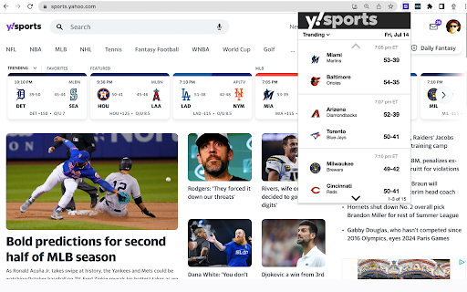 Yahoo Sports OneClick screenshot