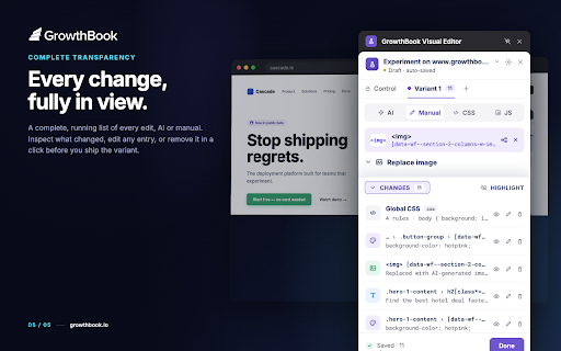 GrowthBook Visual Editor screenshot